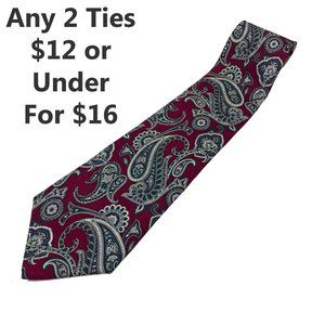 EUC Stafford 100% Silk Paisley Purple Blue Tie USA